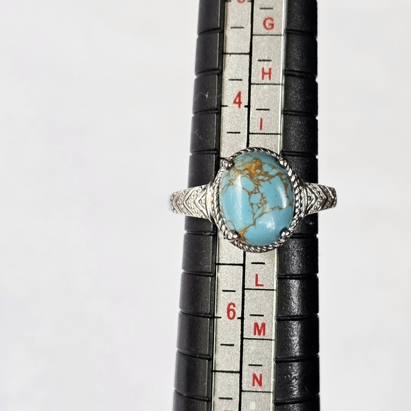 Genuine Turquoise Ring in Platinum over Sterling Silver Sz 5! - Picture 6 of 7